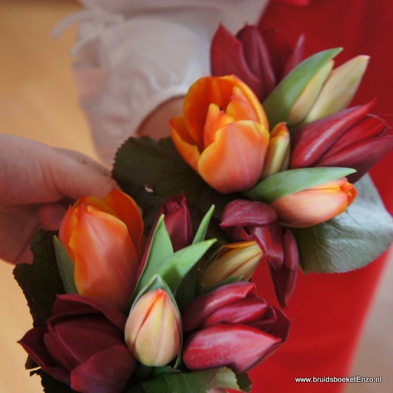 Makkelijk te gebeuren Voorschrift naakt bruidsboeket bruidsmeisjes rood oranje tulpen - Bruidsboeket |  Locatiebloemwerk | corsages | trouwboog | prieeltje