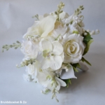 Bruidsboeket zijde in wit met rozen, calla lelietje-van-dalen, orchidee Zijde bruidsboeket