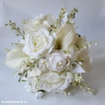 Bruidsboeket zijde in wit met rozen, calla lelietje-van-dalen, orchidee Zijdebruidsboeket