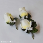 Gastencorsages zijde witte roos gipskruid Zijde