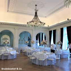 Trouwlocatie bloemen. Dinerzaal Den Haag
pioenroos hortensia
